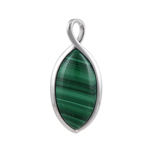 Anhänger Malachit Marquise (36 x 18mm), 5,1cm, rhodiniert - MeinSchmuckShop
