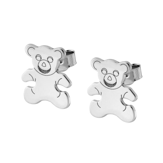 Ohrstecker Orsacchiotto schlicht aus 925er Silber, rhodiniert. - MeinSchmuckShop