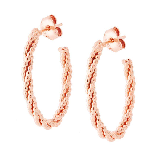 Ohrschmuck: Ovaler Doppelkreis aus Torchon-Draht, 32 mm, aus 925er Silber, rosa galvanisiert - MeinSchmuckShop