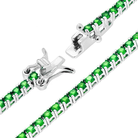 Tennisarmband, 21 cm lang, mit Zirkonia-Steinen 2 mm, smaragdgrün, Silber 925, rhodiniert. - MeinSchmuckShop