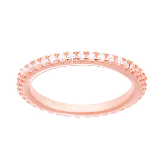Eternity-Veretta-Ring mit runden weißen Cubic Zirconia, aus Silber 925, roségold-plattiert - MeinSchmuckShop