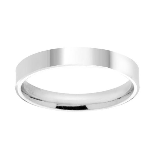 Klassischer Fede-Ring Glänzend Flach 3 mm Modell Confort aus 925er Silber Rhodiumbeschichtung - MeinSchmuckShop