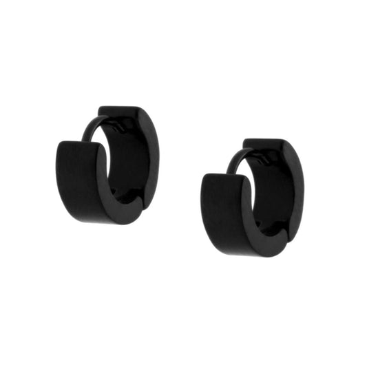 Ohrringe aus Edelstahl, 10 mm, schwarz satiniert - MeinSchmuckShop