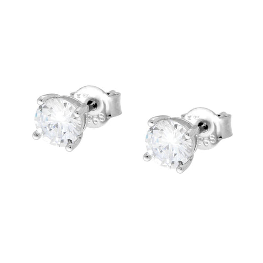 Ohrringe Rund-Punkt-Licht mit weißem Zirkon, 5 mm, in 925er Silber, rhodiniert - MeinSchmuckShop