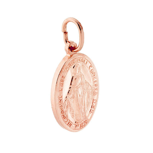 Ovales Medaillon-Anhänger 22 mm, Madonna Miracolosa, Silber 925, rosa galvanisch veredelt - MeinSchmuckShop