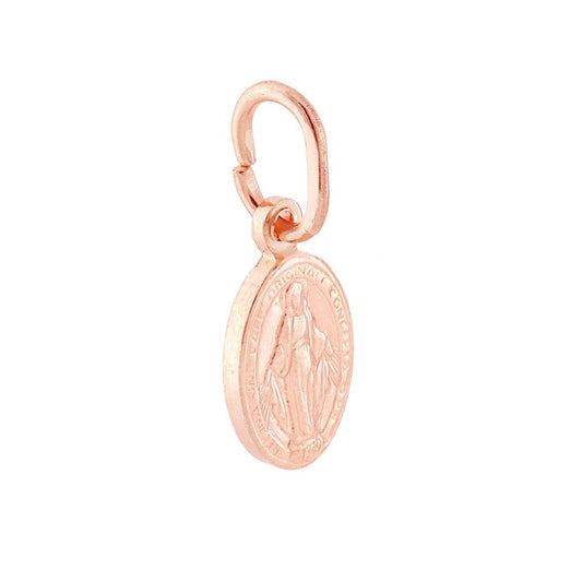 Ovales Medaillon-Anhänger mit der Wunderbaren Madonna, 14 mm, aus 925er Silber, roségalvanisiert. - MeinSchmuckShop