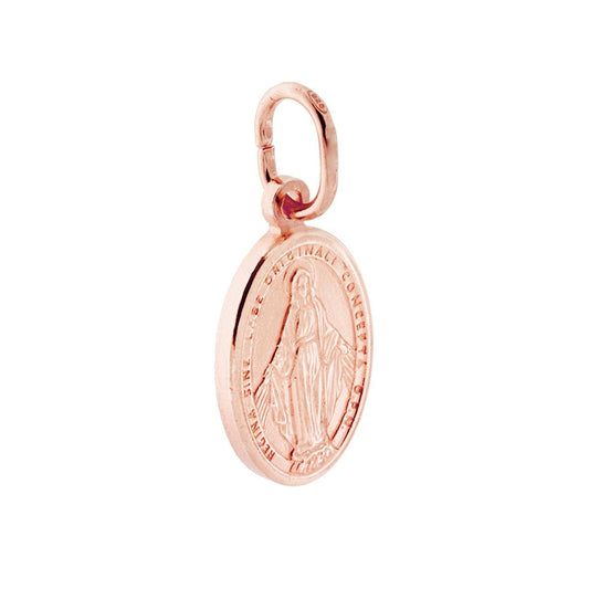 Ovaler Medaillienanhänger 18 mm Madonna Miracolosa in 925er Silber Roségold galvanisiert - MeinSchmuckShop