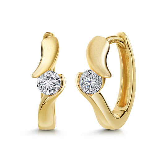 Klappcreolen 13mm mit Zirkonia - Gold 333/000