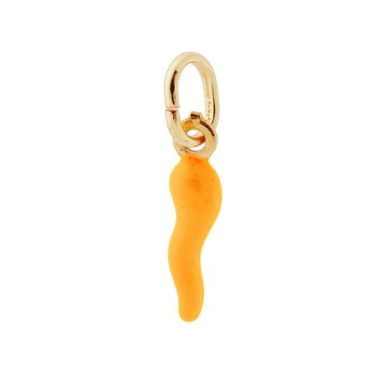 Anhänger Glücksbringer Horn 18 mm mit gelbem Emaille aus 925er Silber, goldgalvanisch veredelt - MeinSchmuckShop