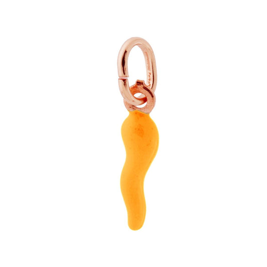 Glücksbringer-Hornanhänger 18 mm mit gelber Emaille aus 925er Silber roségold galvanisiert - MeinSchmuckShop