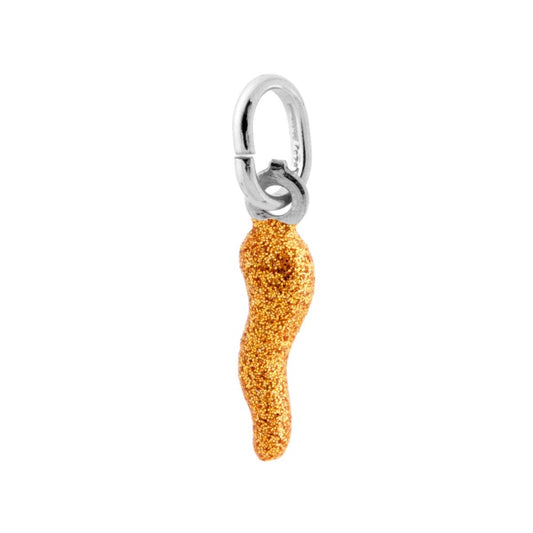 Glücksanhänger Horn 18 mm mit Gold-Emaille-Glitzer, Silber 925 galvanisch rhodiniert - MeinSchmuckShop