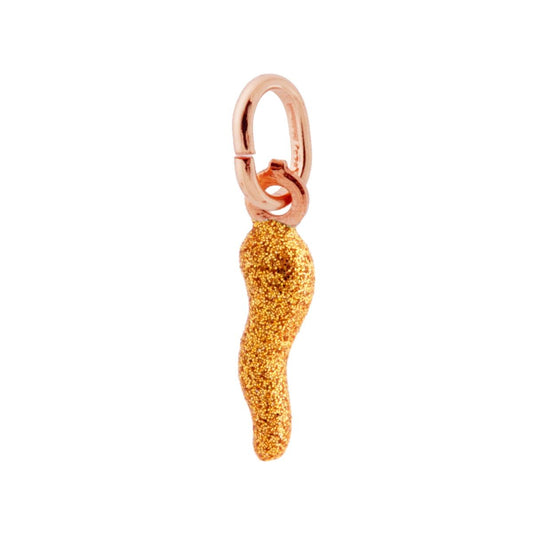 Anhänger Glücksbringer Horn 18 mm mit Gold-Glitzer-Emaille in Silber 925 Roségold galvanisiert - MeinSchmuckShop