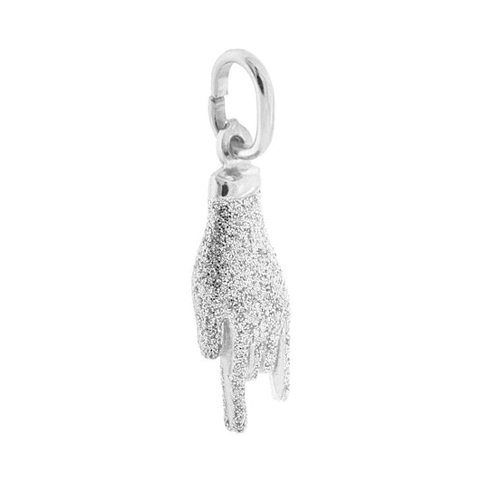 Glücks-Anhänger Handzeichen Hörner mit Emaille, Silber-Glitzer, Silber 925 Galvanik Rhodium - MeinSchmuckShop