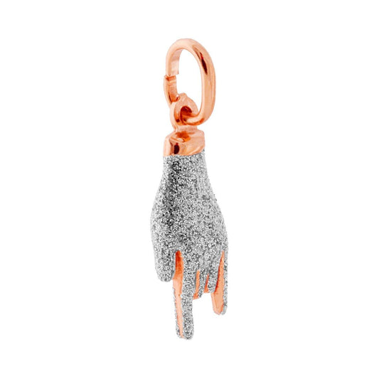 Anhänger Glücksbringer Hornhand mit Emaille Glitzer aus 925er Silber, roségold galvanisch veredelt - MeinSchmuckShop