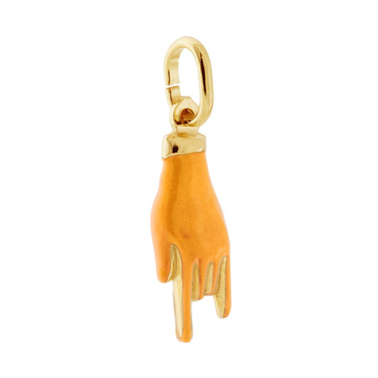 Glücksanhänger Hornhand mit gelber Emaille, Silber 925, goldgalvanisiert - MeinSchmuckShop