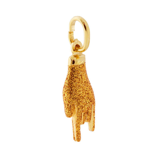 Anhänger Glücksbringer Hornhand mit Emaille, Gold-Glitzer auf Silber 925, galvanisch vergoldet - MeinSchmuckShop