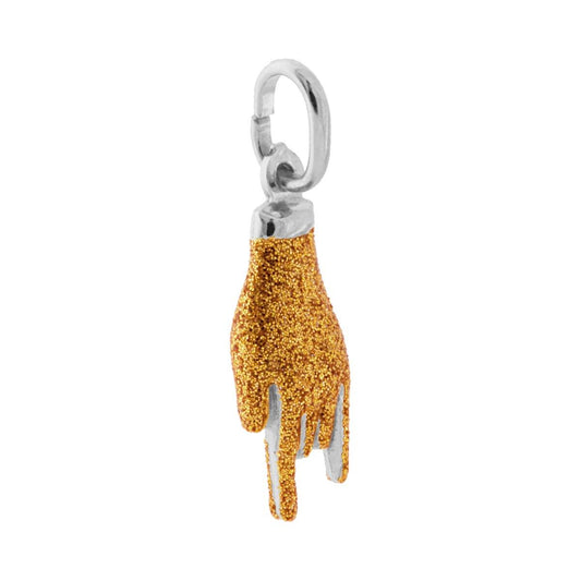 Anhänger Glücksbringer Hornhand mit Emaille, Goldglitzer aus Silber 925, galvanisch rhodiniert - MeinSchmuckShop
