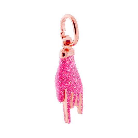 Anhänger Glücksbringer Hornhand mit rosa Glitzer-Emaille aus 925er Silber, rosé galvanisiert - MeinSchmuckShop