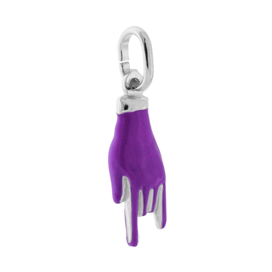 Anhänger Glücksbringer Hornhand mit violetter Emaille aus Silber 925 rhodiniert - MeinSchmuckShop