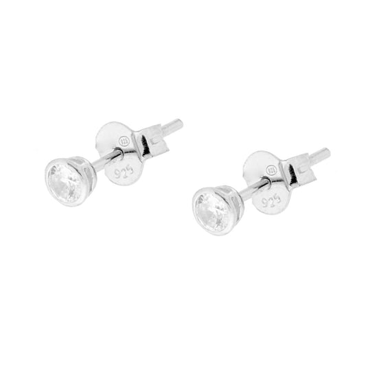 Ohrringe Punto-Luce Cipollina Rund mit Weißem Zirkon 3 mm aus Silber 925, rhodiumbeschichtet - MeinSchmuckShop