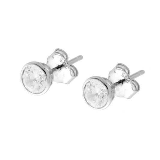 Ohrringe Lichtpunkt Cipollina Rund mit weißem Zirkon, 5 mm, in 925er Silber, galvanisch rhodiniert - MeinSchmuckShop