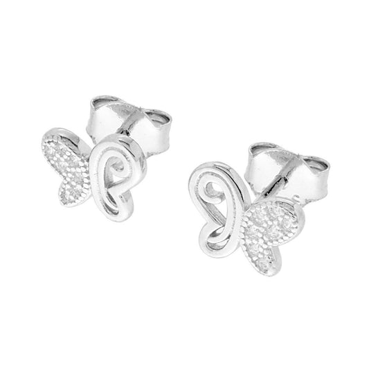 Schmetterlings-Ohrstecker mit weißen Zirkonen aus 925er Silber, rhodiniert - MeinSchmuckShop