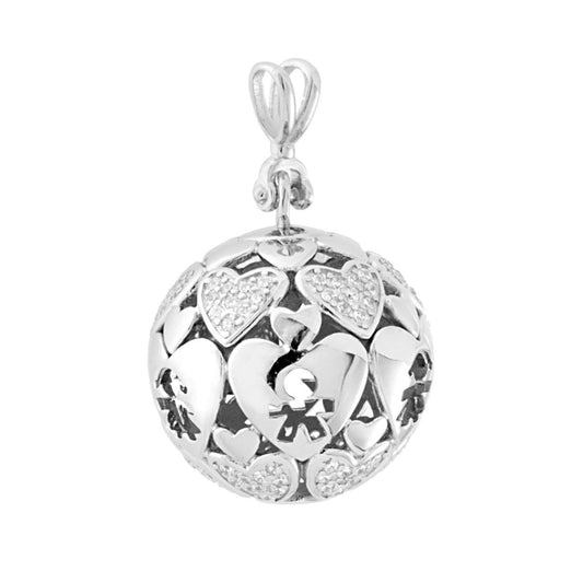 Anhänger Engelrufer 18 mm Mädchen Junge Herzen und weiße Zirkonien aus Silber 925 rhodiniert - MeinSchmuckShop