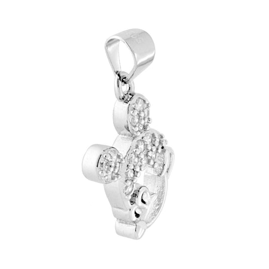 Mickey-Maus Anhänger mit weißen Zirkonen, 925er Silber, galvanisch rhodiniert - MeinSchmuckShop