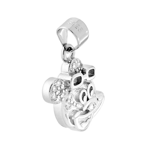 Mickey-Mouse-Anhänger mit weißen Zirkonen aus 925er Silber, rhodiniert - MeinSchmuckShop