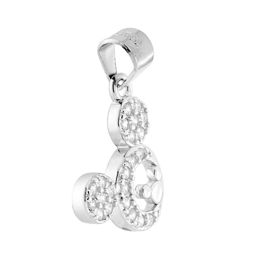 Mickey-Maus-Anhänger mit weißen Zirkonen aus 925er Silber, rhodiniert. - MeinSchmuckShop