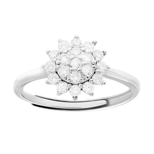 Solitärring mit weißen Zirkonen aus 925er Silber, rhodiniert. - MeinSchmuckShop