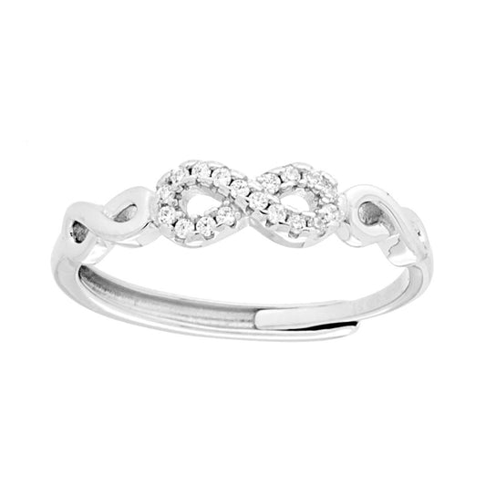 Unendlicher Ring mit weißen Cubic-Zirconia in Silber 925 rhodiumplattiert - MeinSchmuckShop