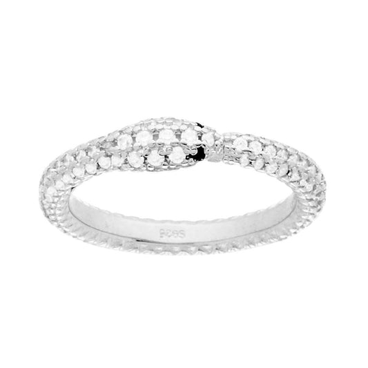 Schlangenring mit weißen Cubic Zirconia, Silber 925, Rhodium-Beschichtung - MeinSchmuckShop