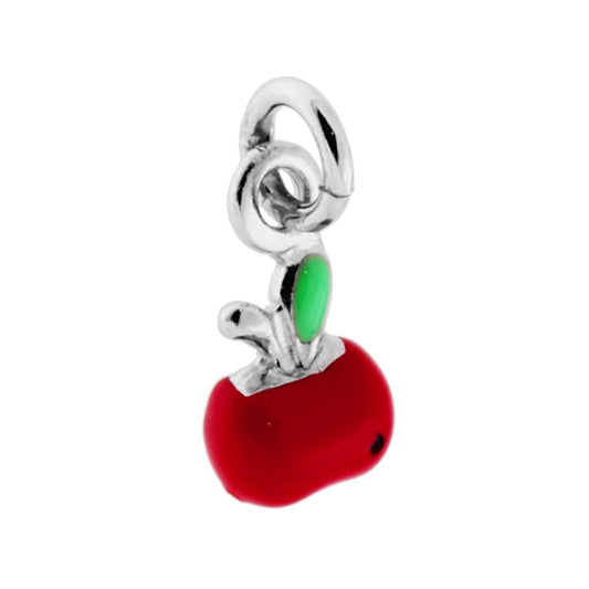 Anhänger Apfel mit roter Emaille aus 925er Silber, rhodiniert - MeinSchmuckShop