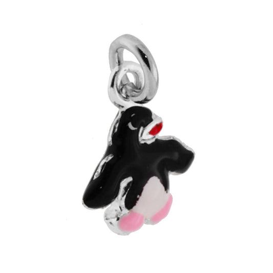 Anhänger Pinguin, schwarzes Emaille, aus Silber 925, rhodiniert - MeinSchmuckShop