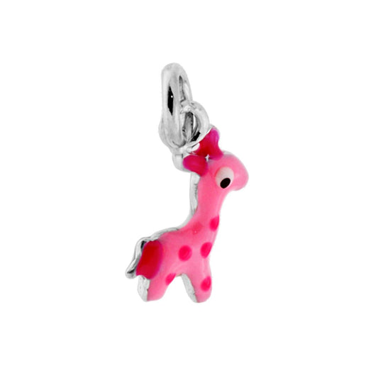 Anhänger Giraffe Rosa Emaille aus Silber 925 rhodiniert - MeinSchmuckShop