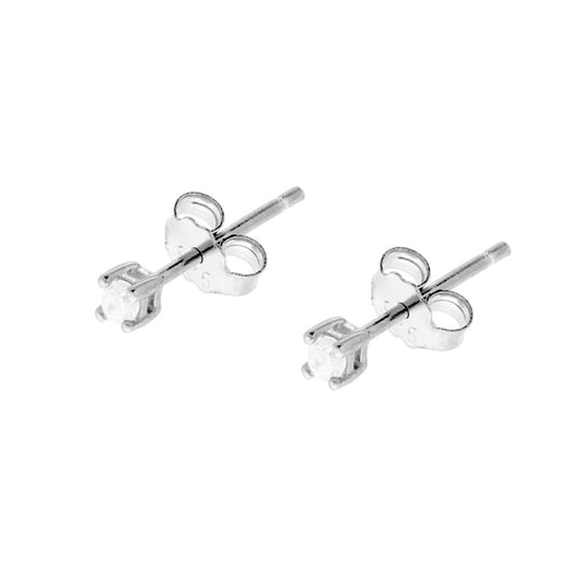 Ohrringe Punto Luce Rund mit weißem Zirkon, Ø 2 mm, in 925er Silber, rhodiniert. - MeinSchmuckShop