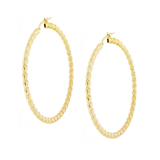 Ohrringe Kreis Geflochten Diamantiert 55 mm in Silber 925, Gold galvanisiert - MeinSchmuckShop