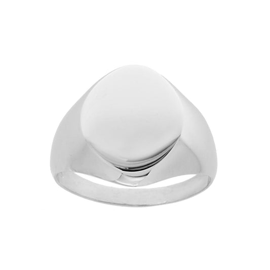 Chevalier-Ring mit ovalem, glatten Schild zur Gravur aus 925er Silber, rhodiniert - MeinSchmuckShop