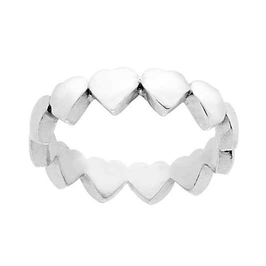 Ewigkeitsring – Band mit umlaufenden Herzen aus 925er Silber, rhodium galvanisch beschichtet - MeinSchmuckShop