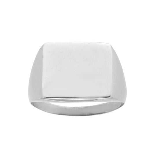 Chevalier-Ring mit quadratischem, glattem Schild für Gravur in 925er Silber, galvanisch rhodiniert - MeinSchmuckShop