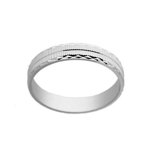 Diamantierte Herren-Federring aus 925er Silber, rhodiniert. - MeinSchmuckShop