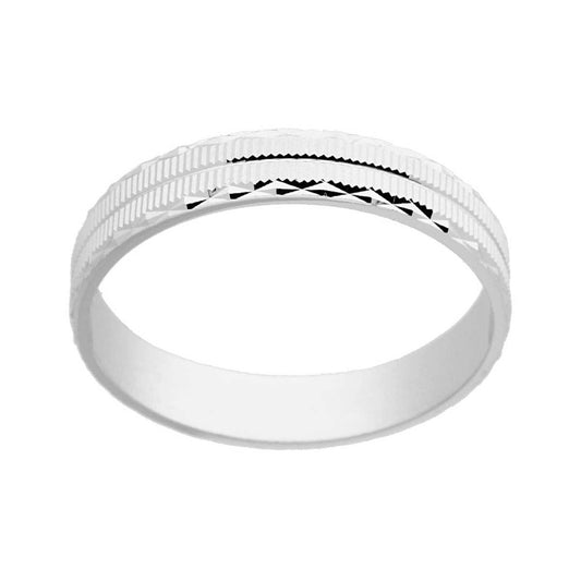 Diamantiertes Ringband für Herren aus 925er Silber, rhodiniert - MeinSchmuckShop