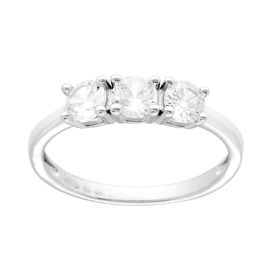 Ring-Trilogie mit weißem Cubic Zirconia, 4 mm, aus Silber 925, galvanisch Rhodium beschichtet - MeinSchmuckShop