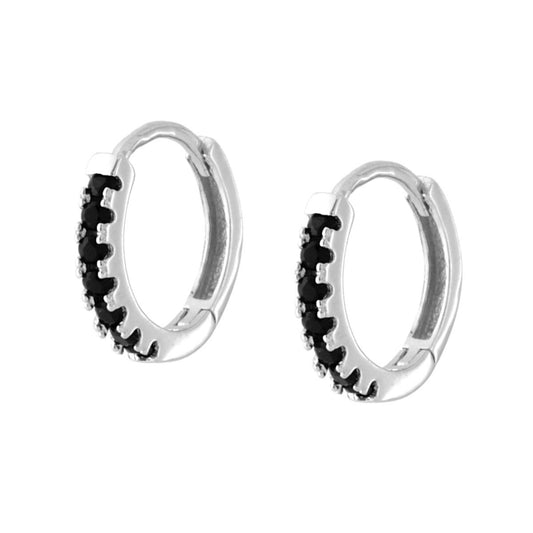 Ohrstecker Kreise mit Schnellverschluss 13 mm mit schwarzen Zirkonen, aus 925er Silber, goldgalvanisiert - MeinSchmuckShop