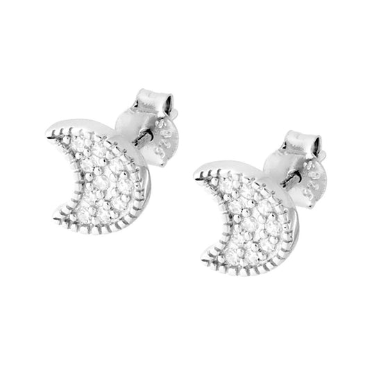 Ohrstecker Luna mit weißen Zirkonen in Silber 925, rhodiniert. - MeinSchmuckShop