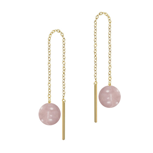 Durchzieher mit echten Rosenquarz 6mm Gold 333/000