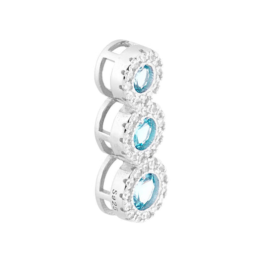 Anhänger Trilogy Aquamarin, umgeben von weißen Zirkonen, aus Silber 925, galvanisch rhodiniert - MeinSchmuckShop