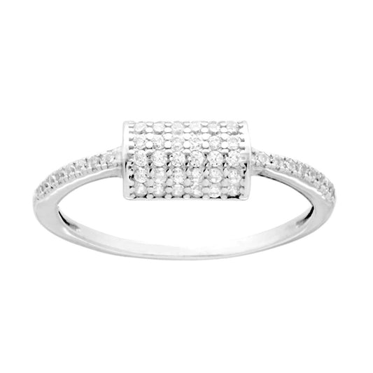 Veretta-Modellring mit weißen Zirkonia-Zylinder in Silber 925 rhodiniert. - MeinSchmuckShop