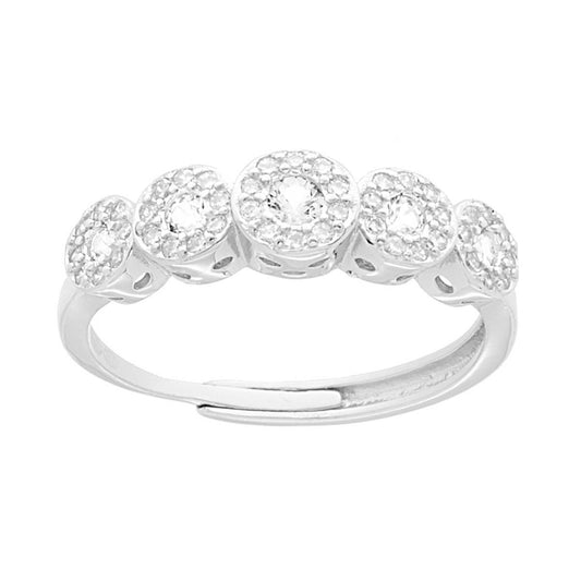 Veretta-Ring mit weißen Cubic Zirconia, von weißen Cubic Zirconia umrahmt, rhodiniertes 925er Silber - MeinSchmuckShop